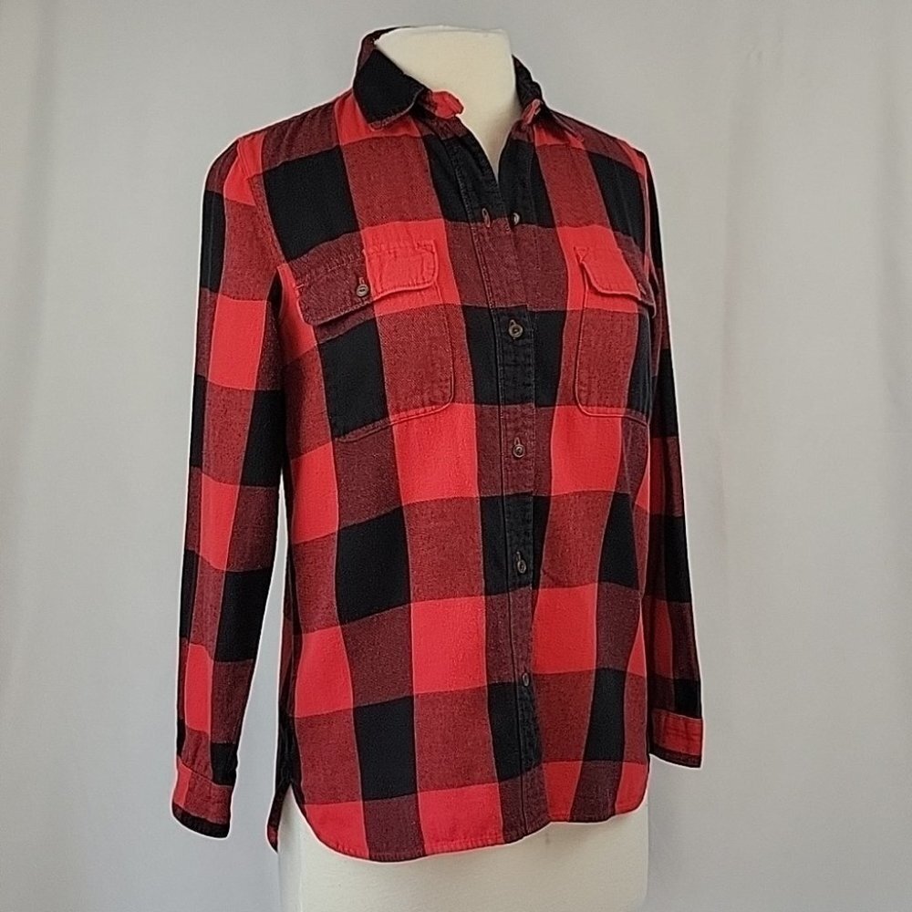Madewell Buffalo Plaid Button Down Flannel Shirt Red/Black Size XS